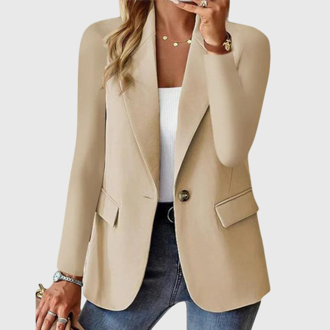 Women's Structured Blazer with Single Button Closure
