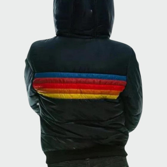 Women's Hooded Striped Puffer Jacket
