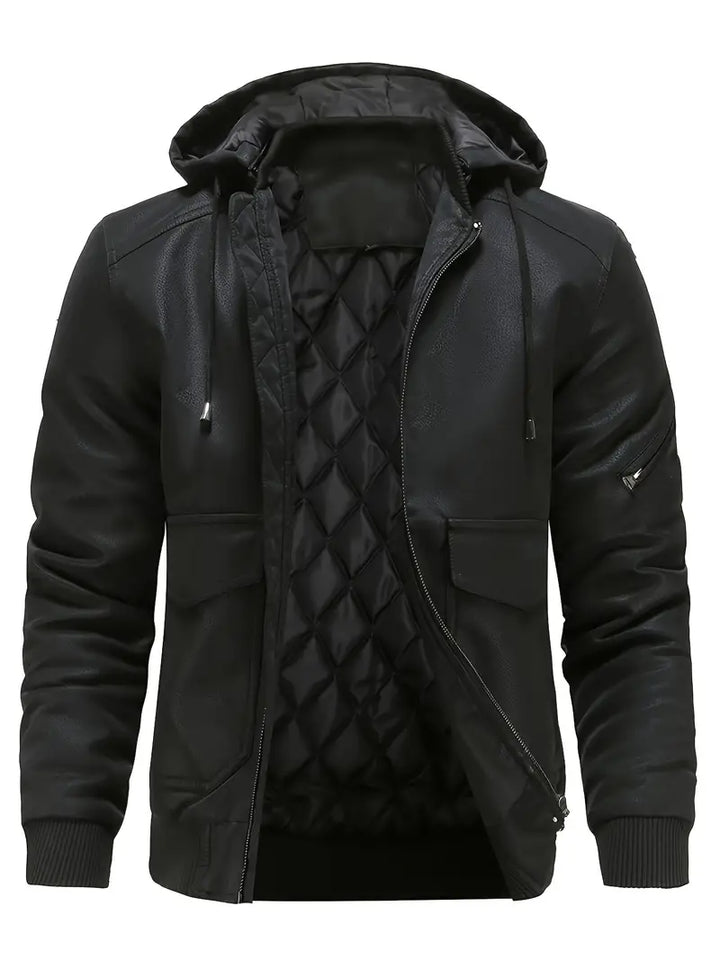 Men's Quilted Hooded Jacket with Full Zip