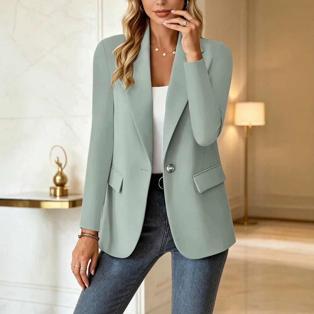 Women's Tailored Single Button Blazer for Office Wear