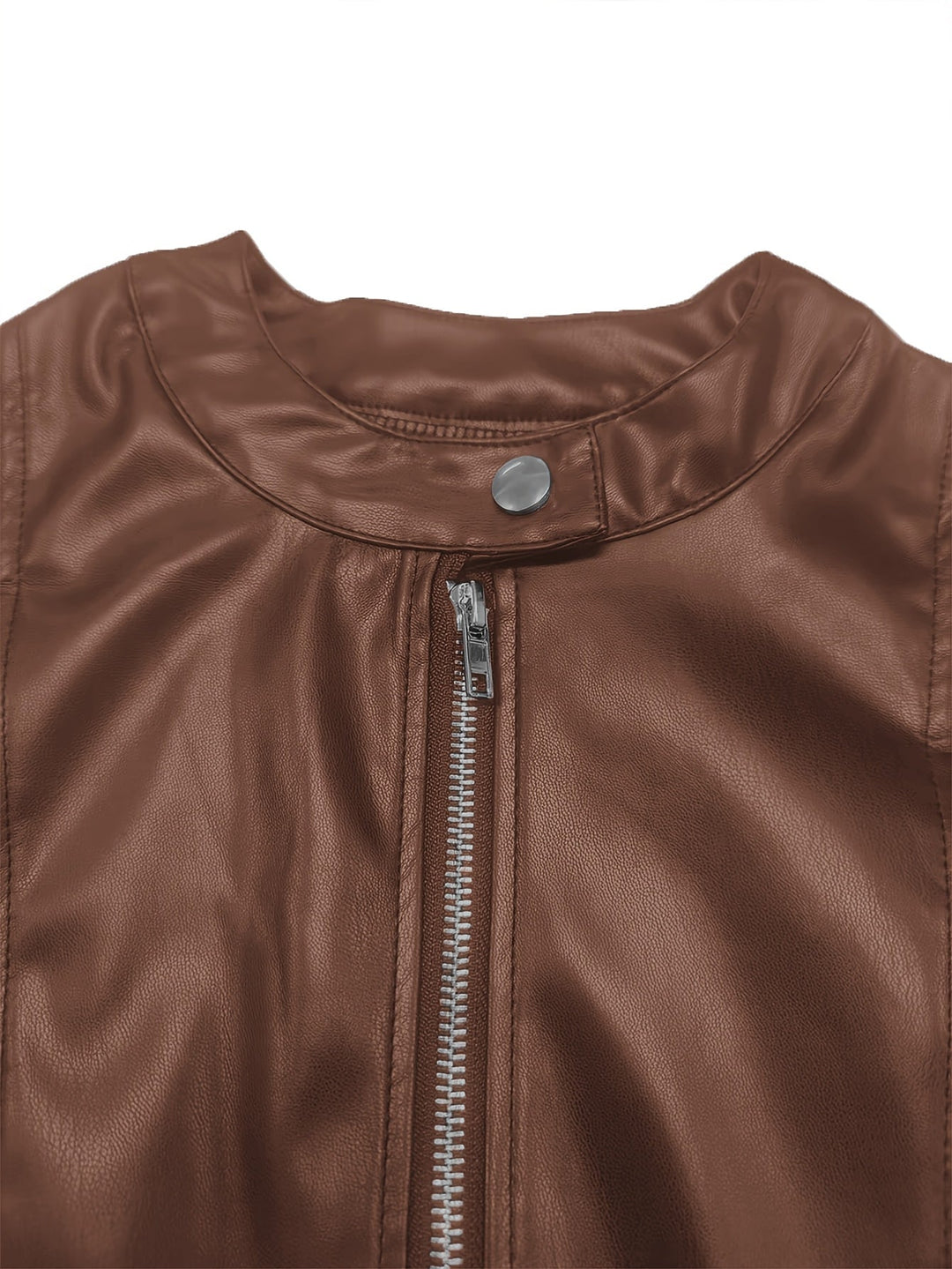 Women's Cropped Zip-Up Jacket with Stand Collar
