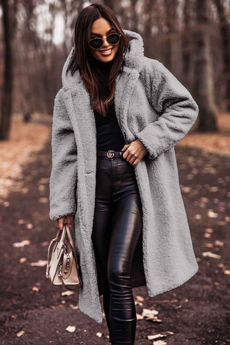 Women's Teddy Coat with Hood in Longline Fit