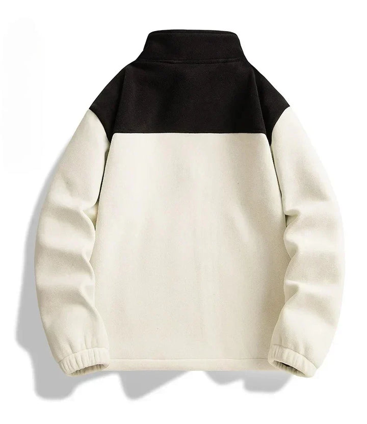 Men's Fleece Colour-Block Zip-Up Jacket with High Collar