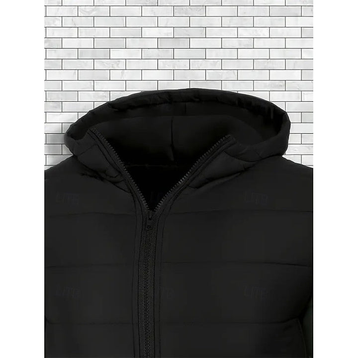 Men's Quilted Hooded Puffer Jacket with Lightweight Insulation