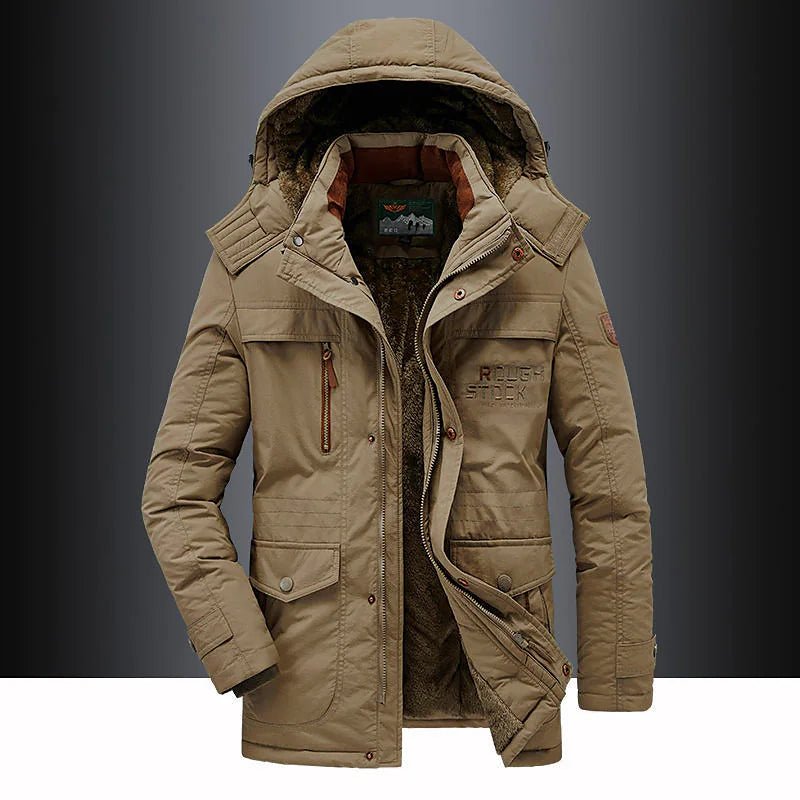 Men's Fleece-Lined Parka Jacket with Hood
