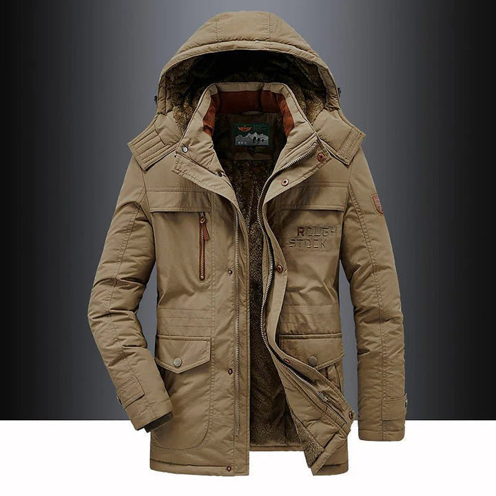 Men's Fleece-Lined Parka Jacket with Hood