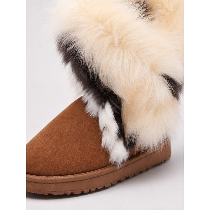 Women's Fur Trim Snow Boots with Pull-On Design