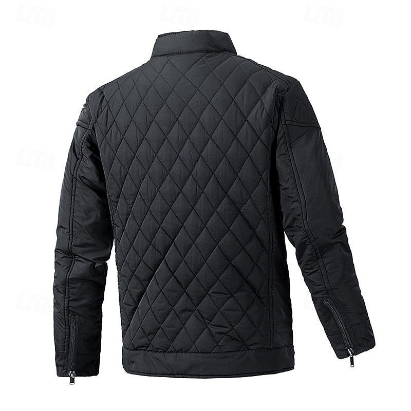 Veste pour homme matelassée en losanges, à col montant et poches zippées