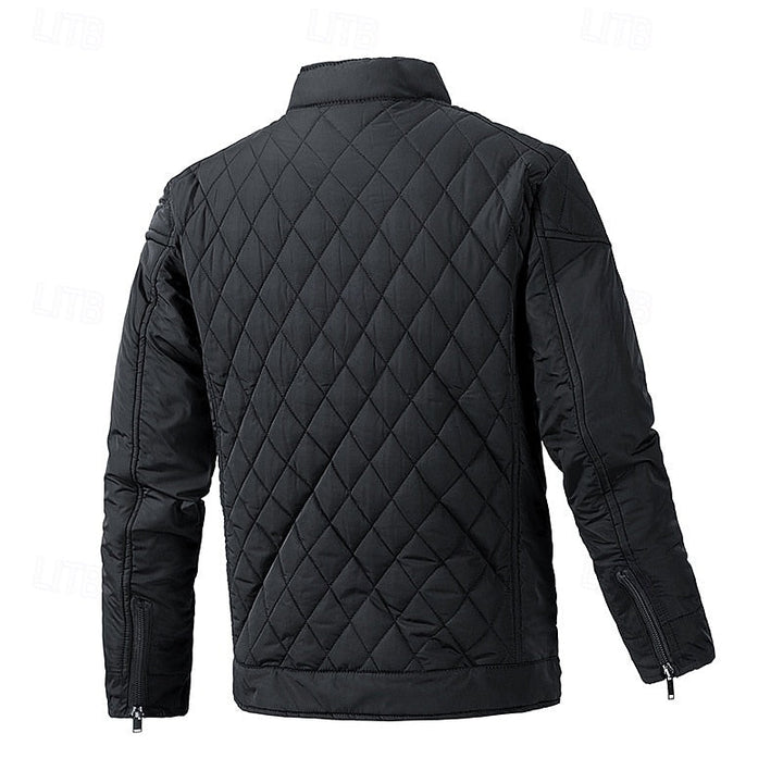 Veste pour homme matelassée en losanges, à col montant et poches zippées