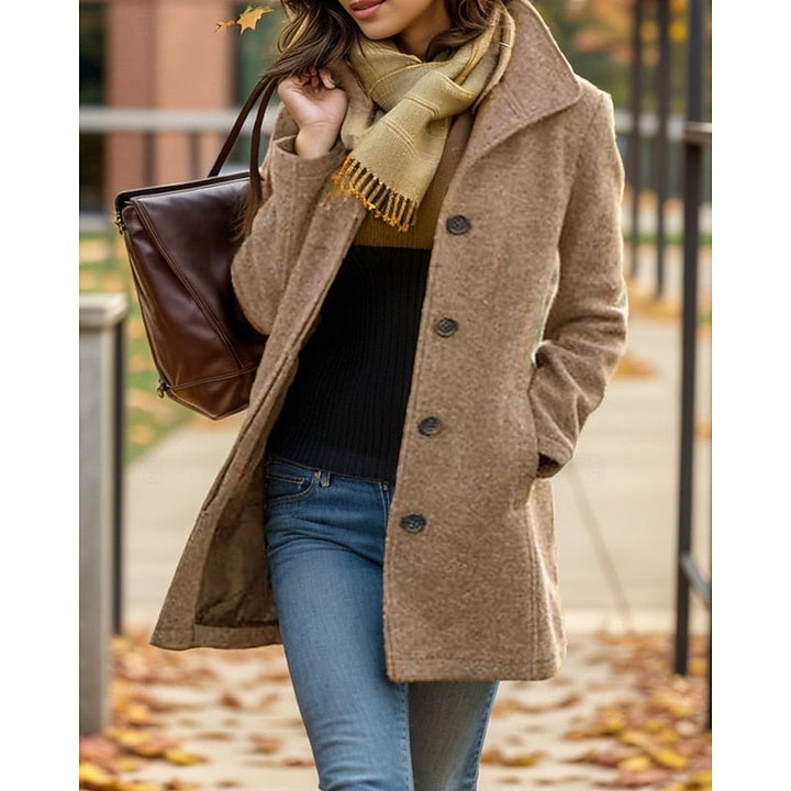 Women's Turndown Collar Coat with Button Front