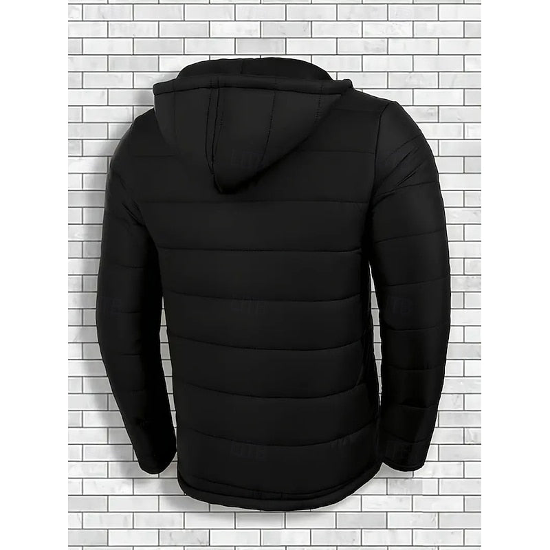 Men's Quilted Hooded Puffer Jacket with Lightweight Insulation