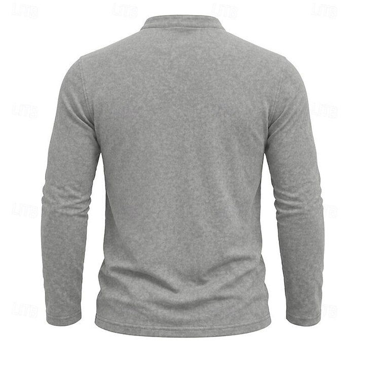 Men's Long Sleeve Henley with Chest Pocket