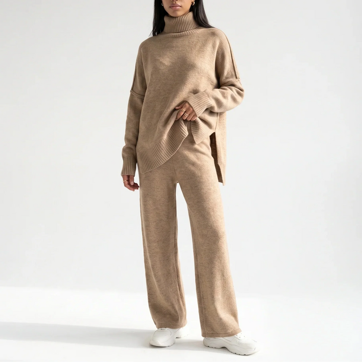 Women's Knitted Jumper and Wide-Leg Trousers Set