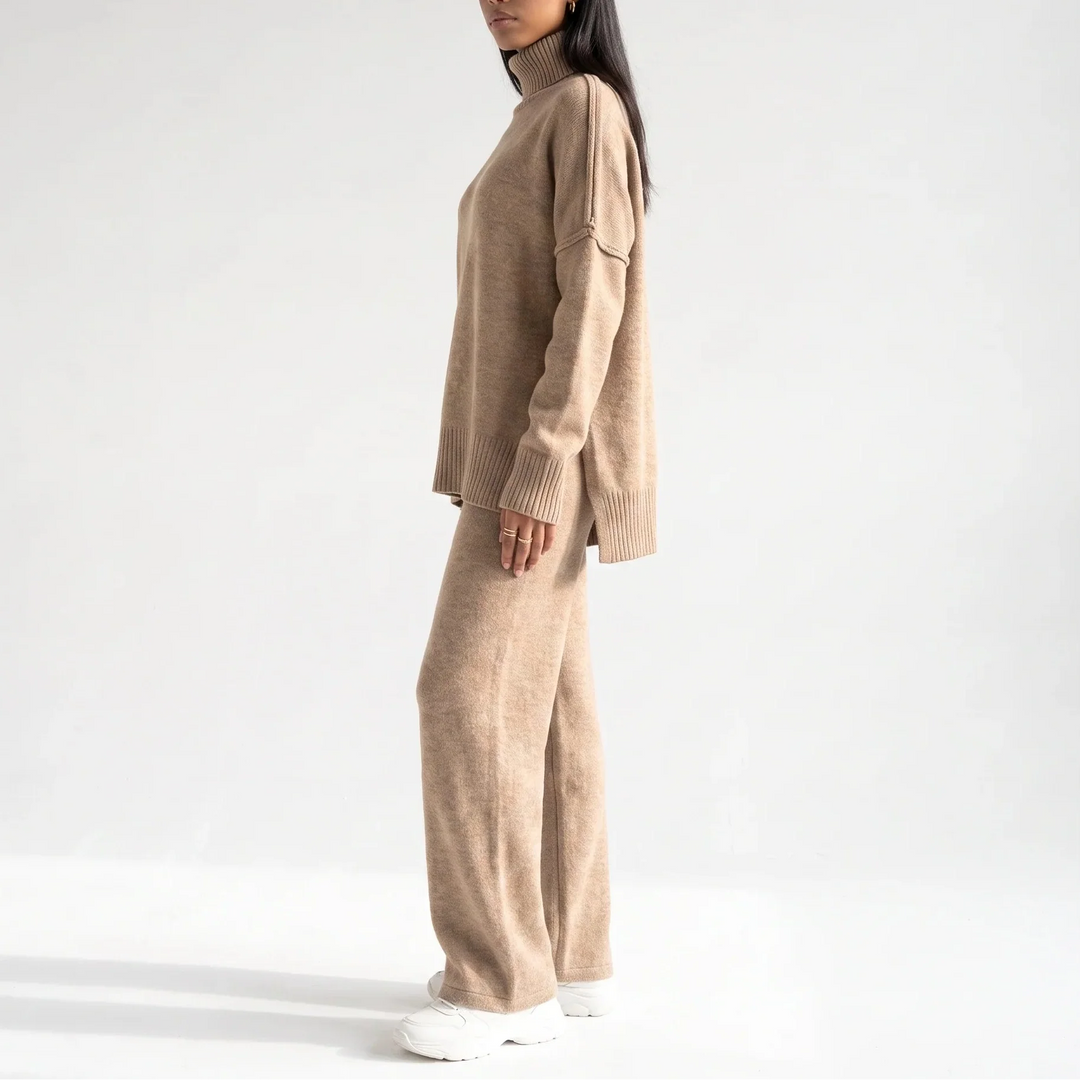 Women's Knitted Jumper and Wide-Leg Trousers Set