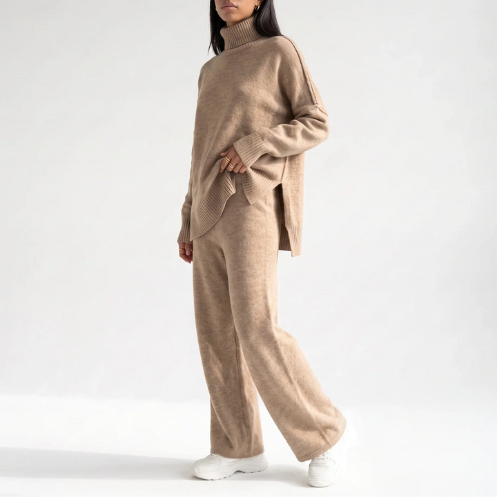 Women's Knitted Jumper and Wide-Leg Trousers Set