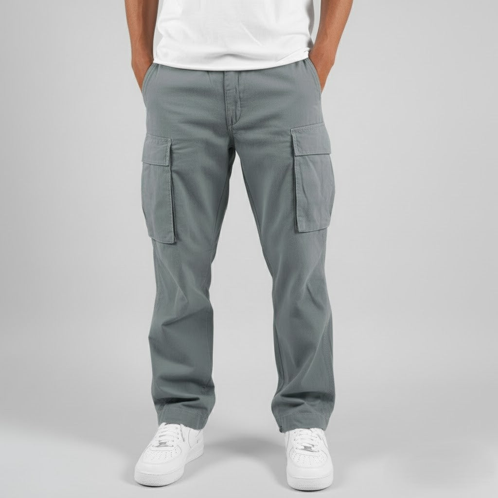 Men's Cotton Cargo Trousers with Utility Pockets