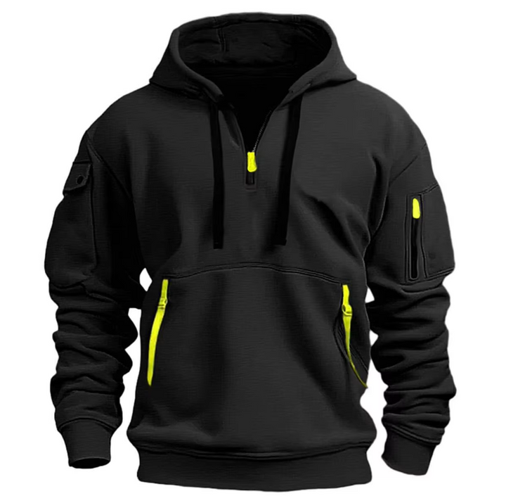 Men's Cotton Blend Hoodie with Quarter Zip Pocket