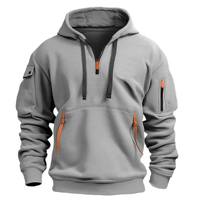 Men's Cotton Blend Hoodie with Quarter Zip Pocket