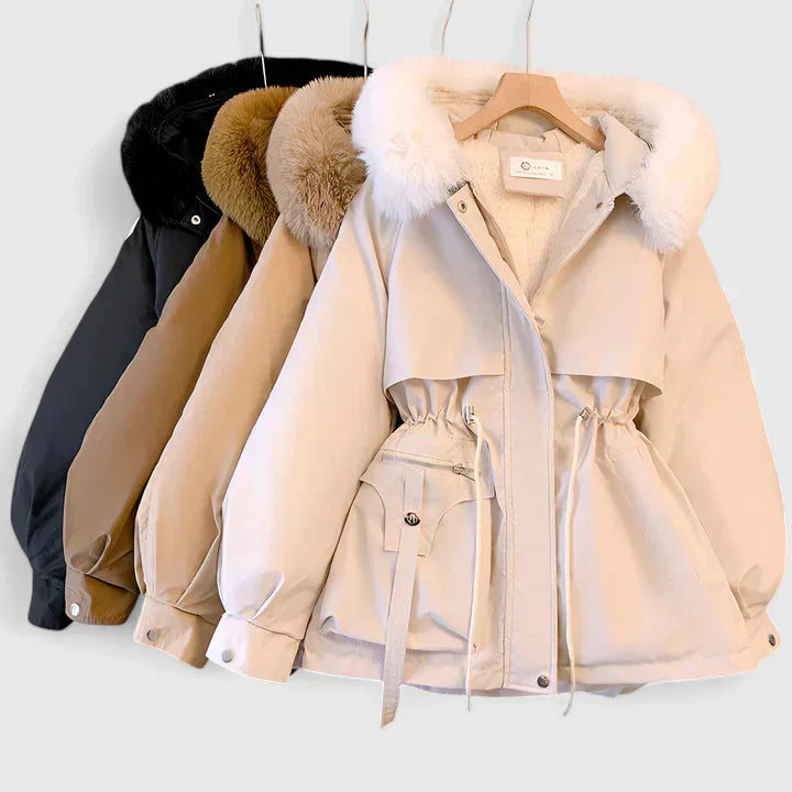 Women's Padded Winter Jacket with Faux Fur Hood