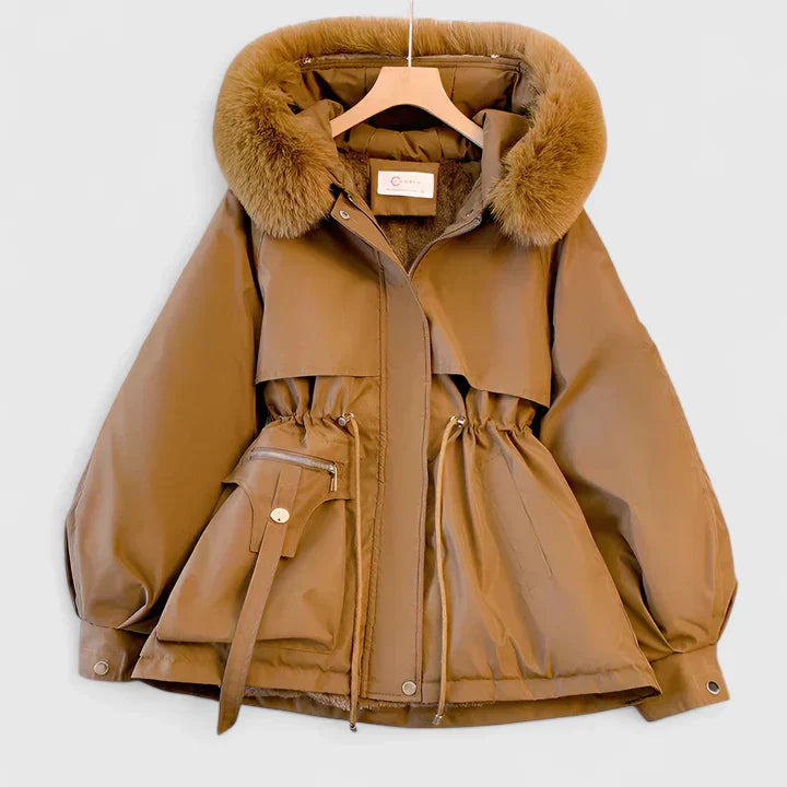 Women's Padded Winter Jacket with Faux Fur Hood