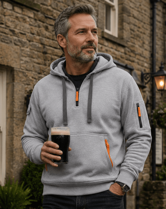 Men's Quarter-Zip Utility Hoodie with Arm Pocket