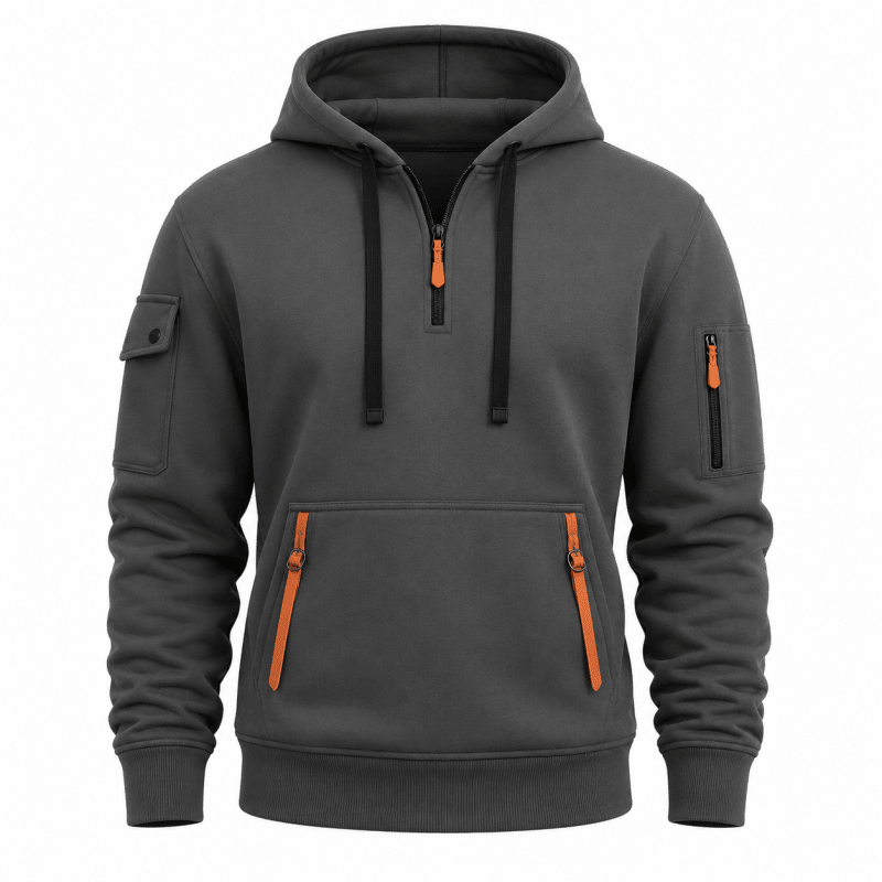 Men's Quarter-Zip Utility Hoodie with Arm Pocket