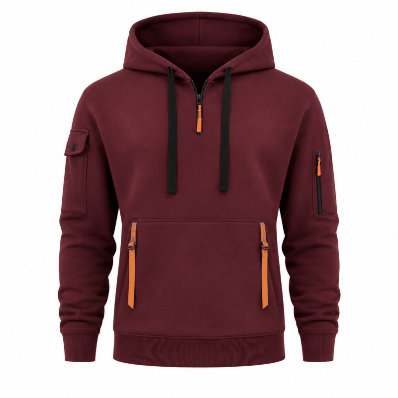 Men's Quarter-Zip Utility Hoodie with Arm Pocket