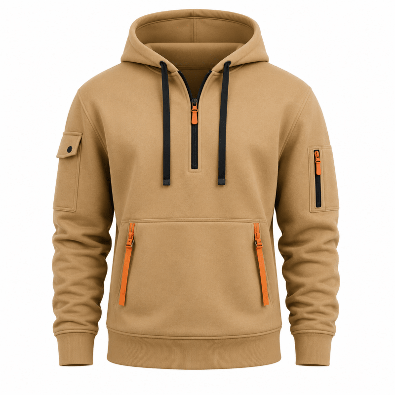 Men's Quarter-Zip Utility Hoodie with Arm Pocket