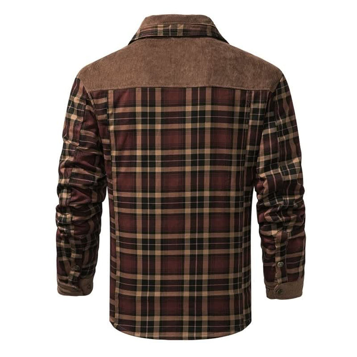 Men's Corduroy-Trim Flannel Shirt Jacket