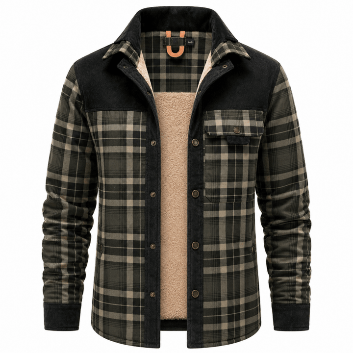 Men's Corduroy-Trim Flannel Shirt Jacket