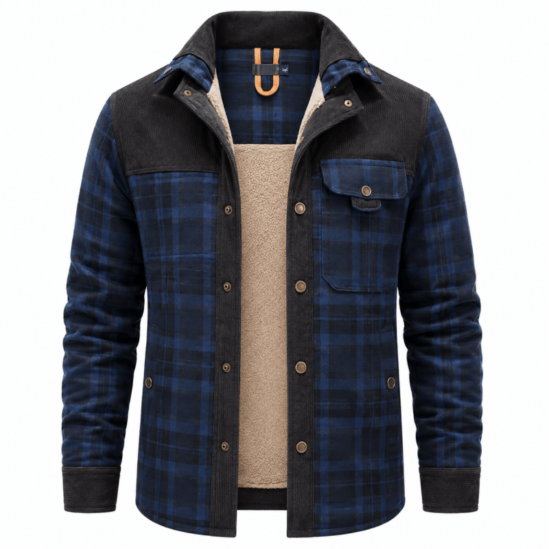 Men's Corduroy-Trim Flannel Shirt Jacket