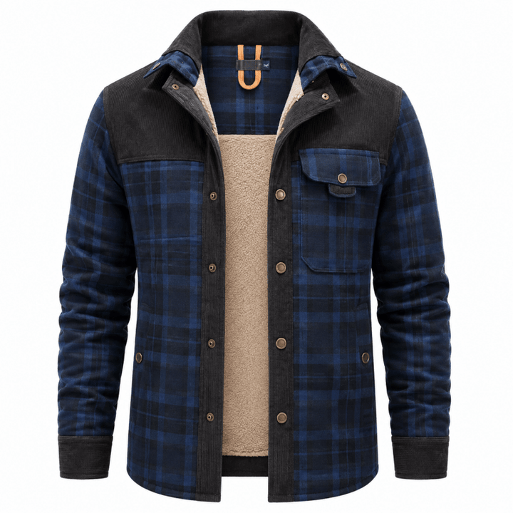 Men's Corduroy-Trim Flannel Shirt Jacket