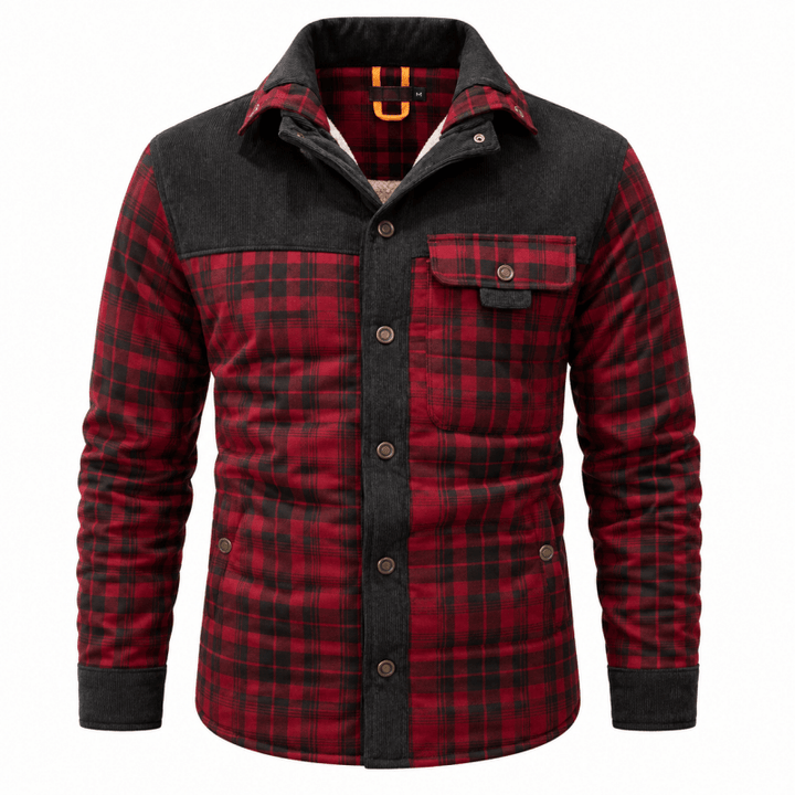 Men's Corduroy-Trim Flannel Shirt Jacket