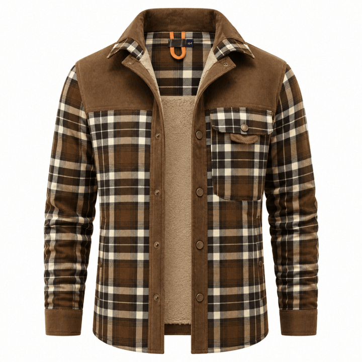Men's Corduroy-Trim Flannel Shirt Jacket