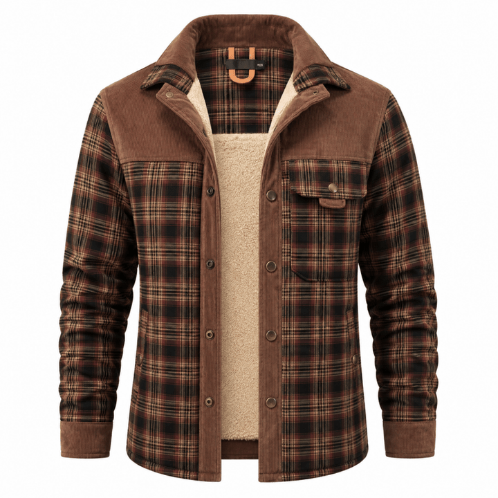 Men's Corduroy-Trim Flannel Shirt Jacket