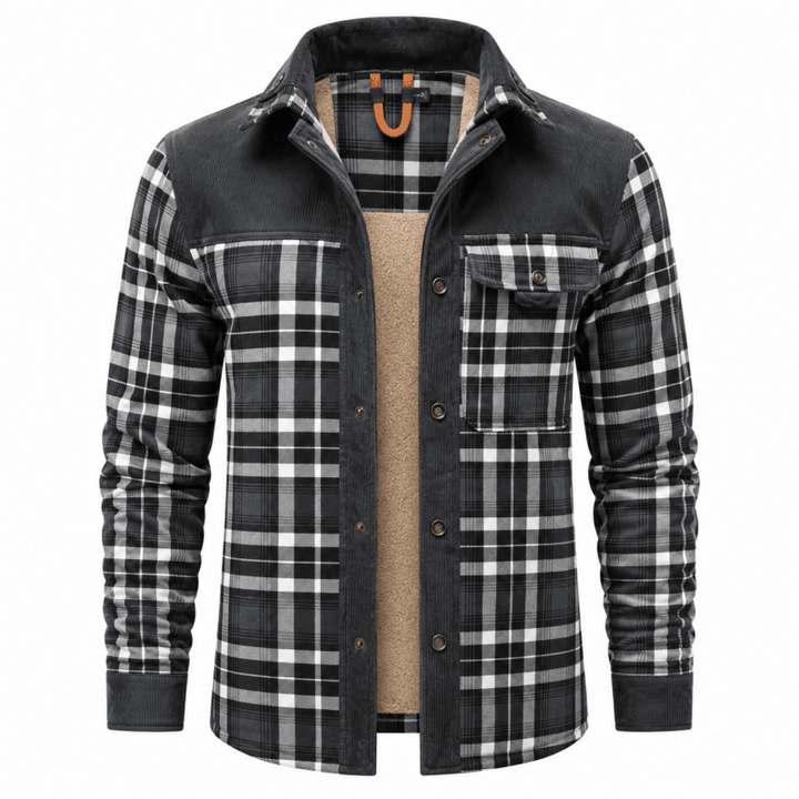 Men's Corduroy-Trim Flannel Shirt Jacket