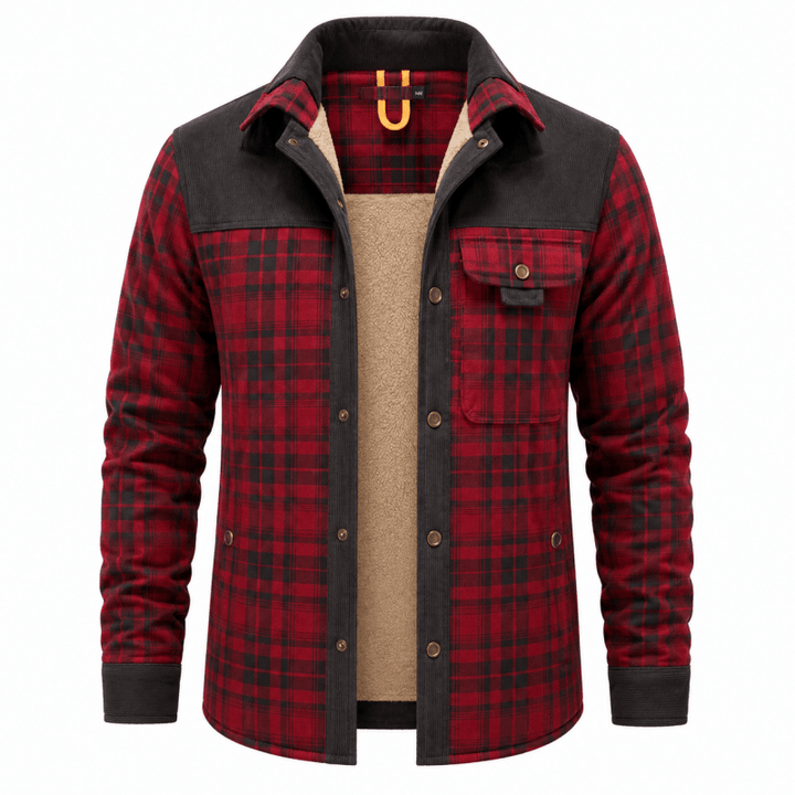 Men's Corduroy-Trim Flannel Shirt Jacket