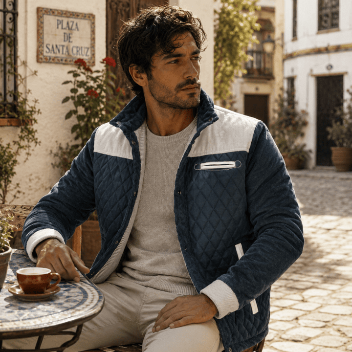 Men's Corduroy Panel Quilted Jacket