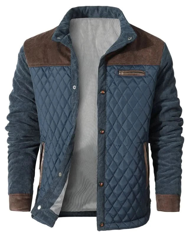 Men's Corduroy Panel Quilted Jacket