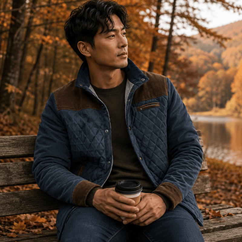 Men's Corduroy Panel Quilted Jacket
