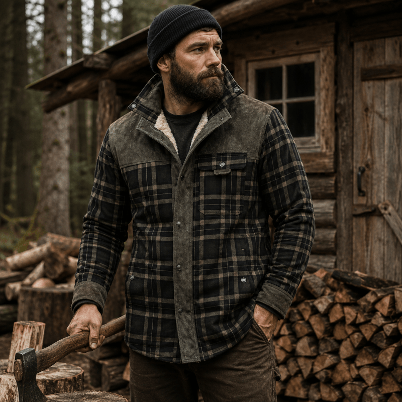 Men's Flannel Sherpa-Lined Shirt Jacket
