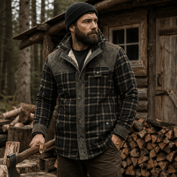 Men's Flannel Sherpa-Lined Shirt Jacket