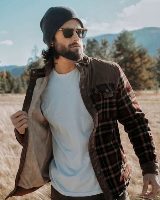 Men's Flannel Sherpa-Lined Shirt Jacket