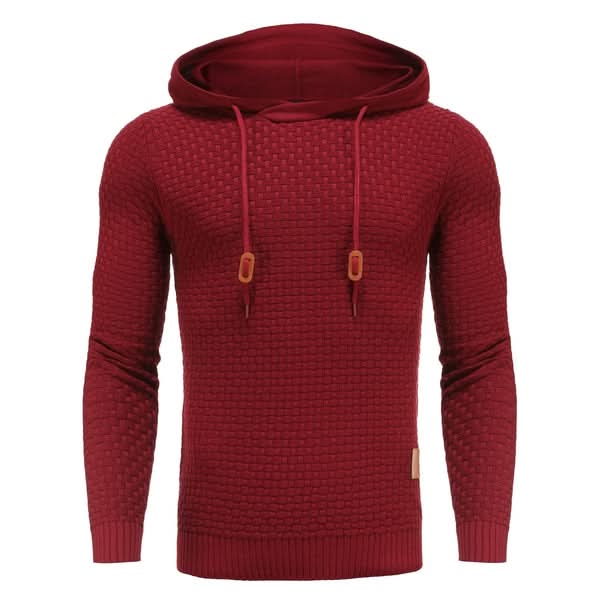 Men's Textured Knit Hooded Jumper