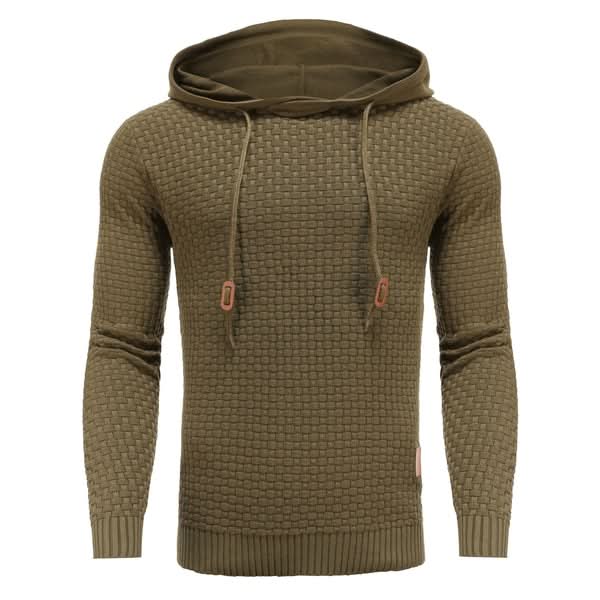 Men's Textured Knit Hooded Jumper