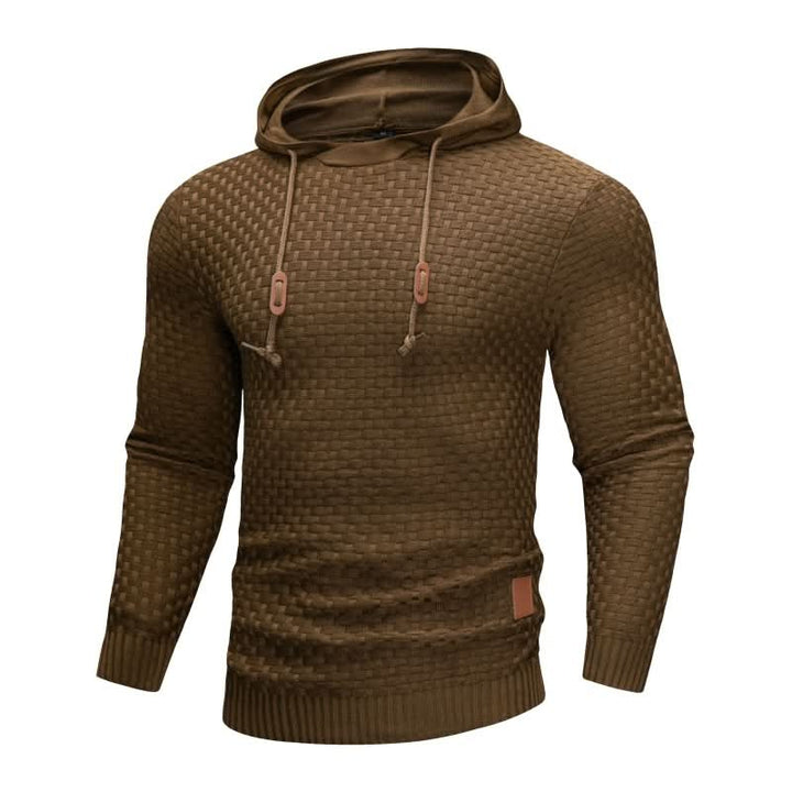 Men's Textured Knit Hooded Jumper