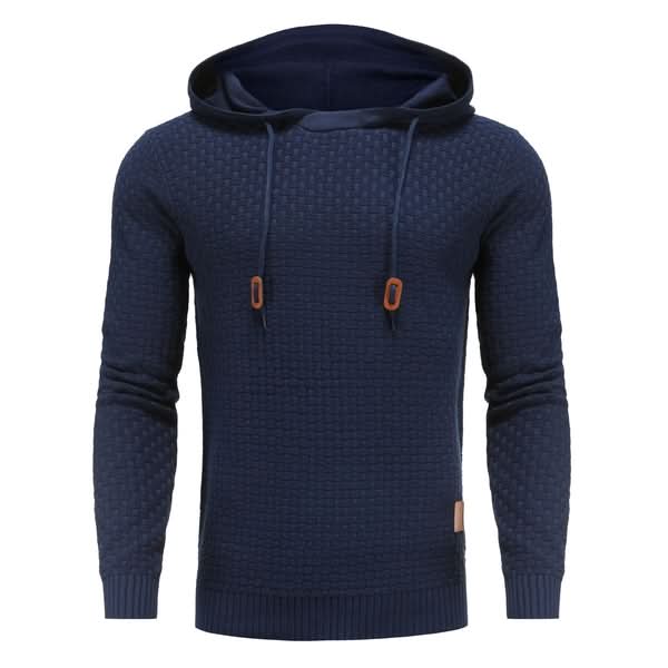 Men's Textured Knit Hooded Jumper