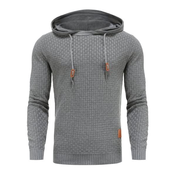 Men's Textured Knit Hooded Jumper