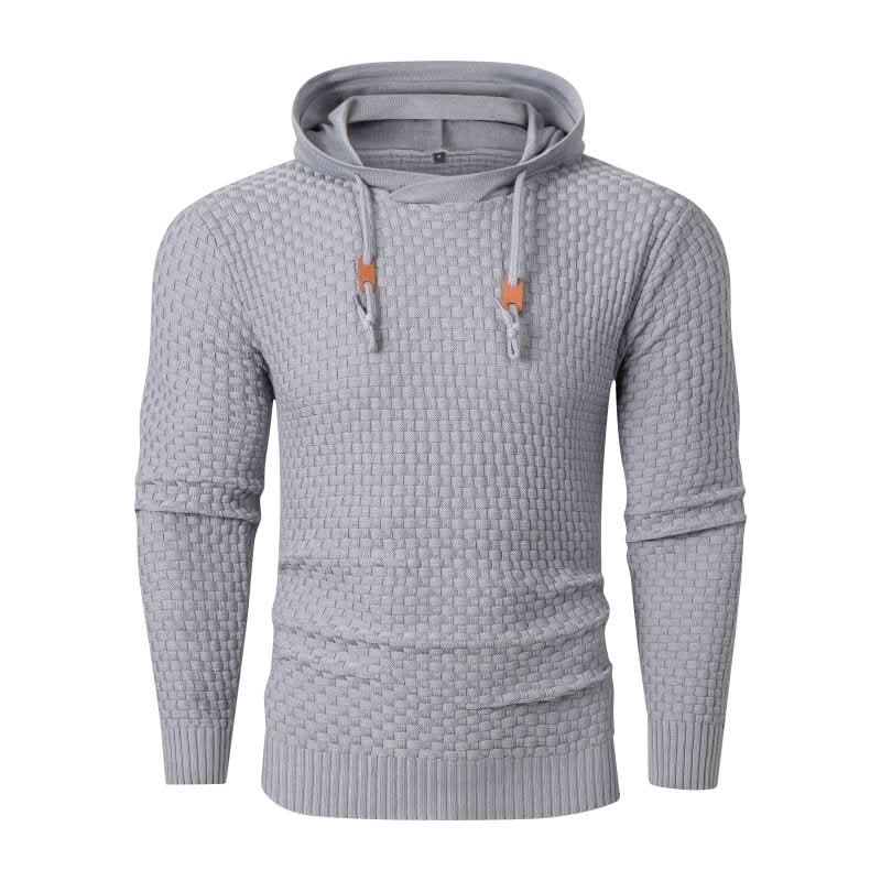 Men's Textured Knit Hooded Jumper