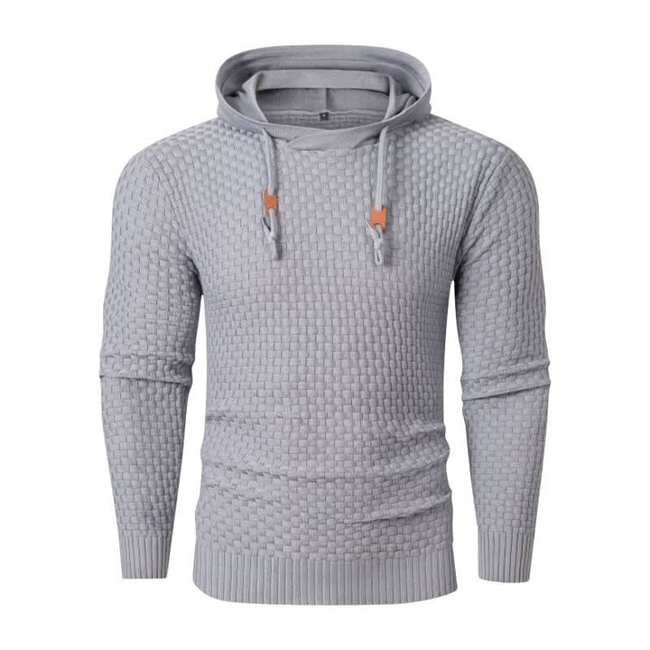 Men's Textured Knit Hooded Jumper